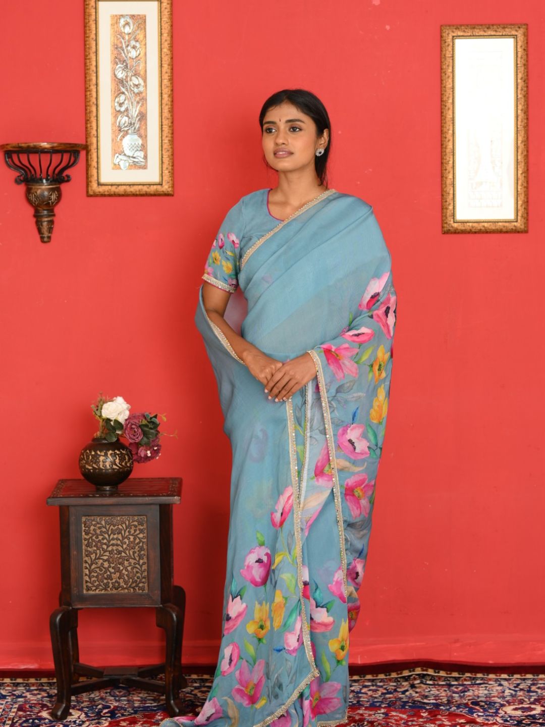 Skybloom Saree