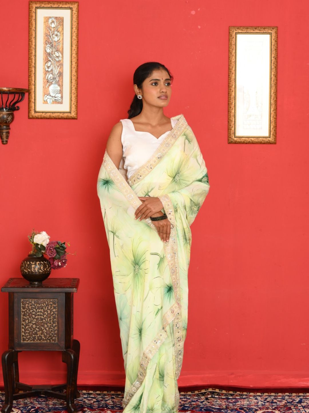 Mint Blossom Saree