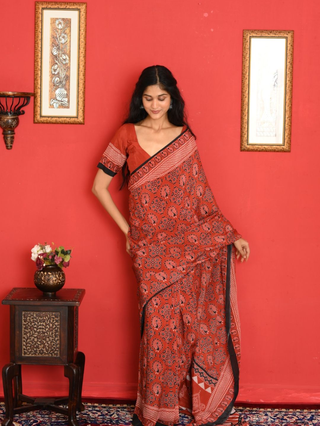 Ajrakh Rasika Saree - Image 2