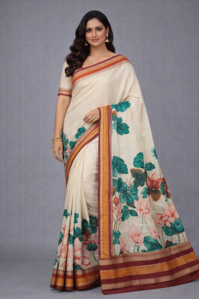 printed silk sarees for casual wear