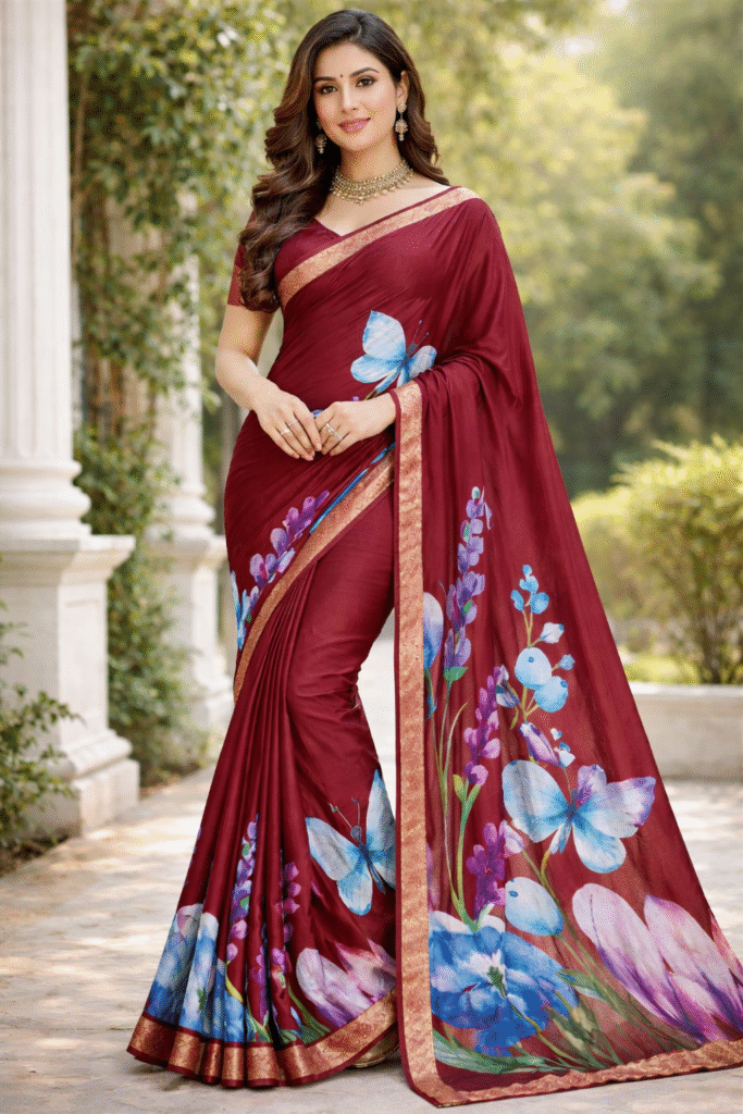 printed silk sarees for casual wear