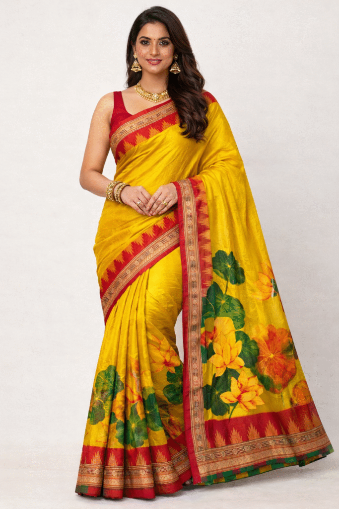  soft silk printed sarees.