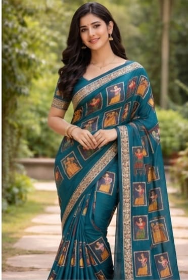 NRITYA TALES TEAL SAREE