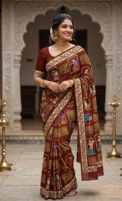 MAROON STORYLINE SAREE