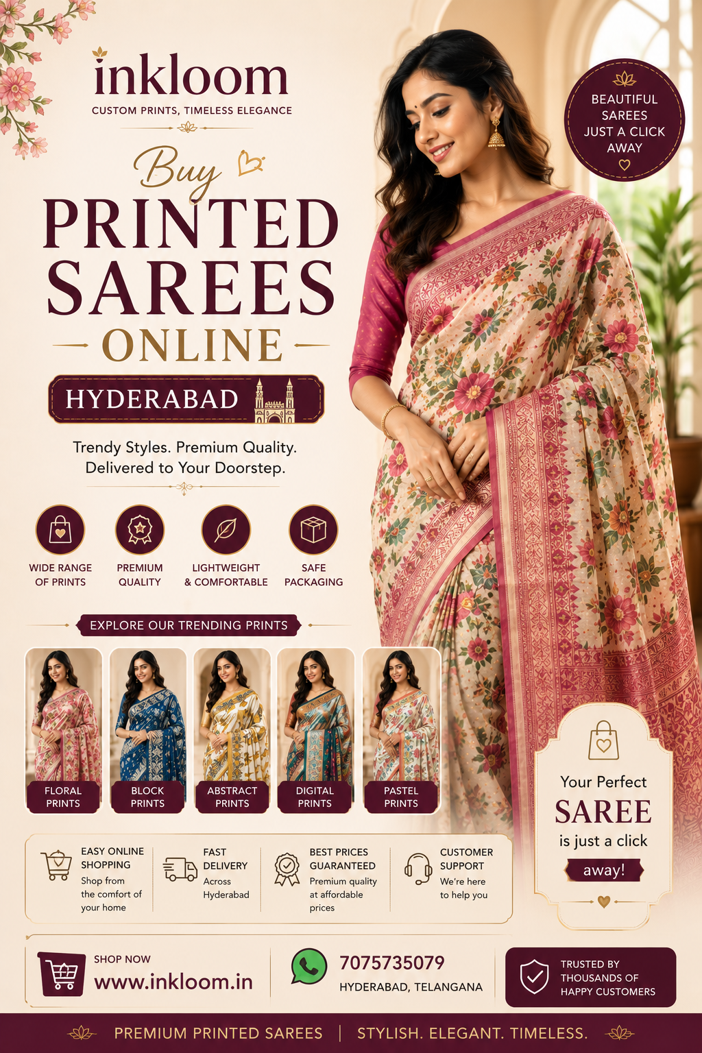 Buy Printed Sarees Online Hyderabad
